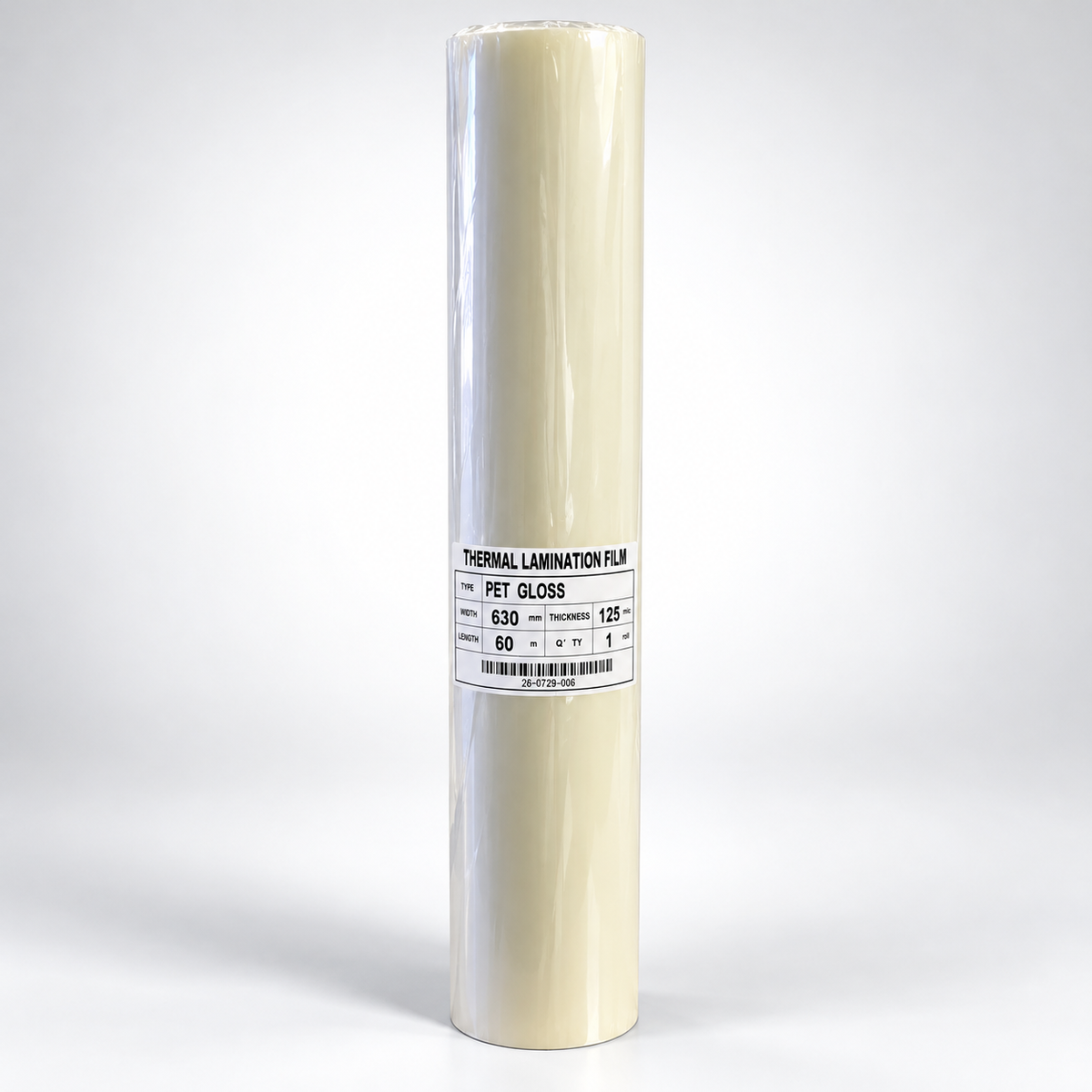 PET Gloss Thermal Lamination Film — 630 mm × 60 m | 125 Micron